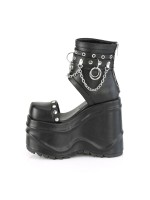 Wave Black Platform Sandal Bootsies with Chain