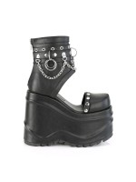 Wave Black Platform Sandal Bootsies with Chain