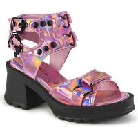 Bratty Heart Ring Pink Hologram Gothic Sandals