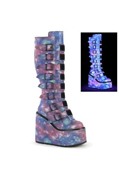 Swing Buckled Galaxy Womens Platform Boots