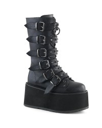 Damned Black Buckled Gothic Boots for Women