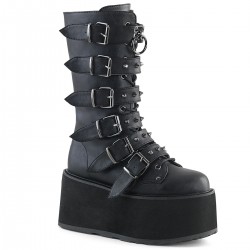 Damned Black Buckled Gothic Boots for Women