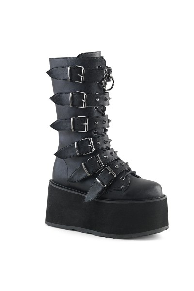 Damned Black Buckled Gothic Boots for Women