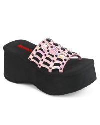 Spider Studded Pink Hologram Platform Mule