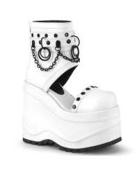 Wave White Platform Sandal Bootsies with Chain