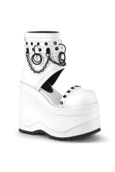 Wave White Platform Sandal Bootsies with Chain