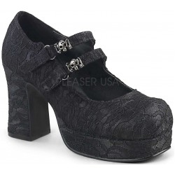 Black Lace Double Strap Gothika Mary Jane