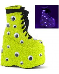 Slay Lime Green Googly Eye Platform Boots