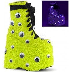 Slay Lime Green Googly Eye Platform Boots