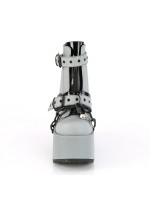 Grey Reflective Chained Camel Chunky Heel Platform Boots