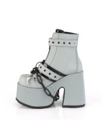 Grey Reflective Chained Camel Chunky Heel Platform Boots