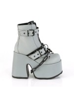 Grey Reflective Chained Camel Chunky Heel Platform Boots