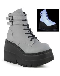 Shaker Reflective Grey Wedge Heel Ankle Boots