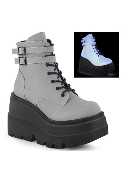 Shaker Reflective Grey Wedge Heel Ankle Boots