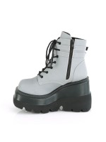 Shaker Reflective Grey Wedge Heel Ankle Boots