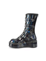 Emily Black Hologram Heart Combat Boots