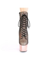 Adore Rose Gold Hologram Fishnet Ankle Boots