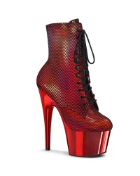 Adore Red Hologram Fishnet Ankle Boots