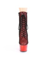 Adore Red Hologram Fishnet Ankle Boots