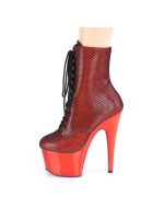 Adore Red Hologram Fishnet Ankle Boots