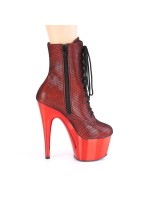 Adore Red Hologram Fishnet Ankle Boots