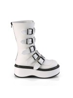 Emily White Heart Combat Boots