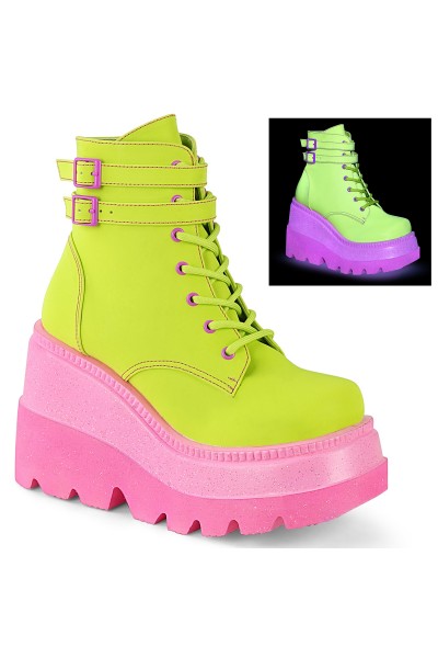 Lime Green and Pink Womens Ankle Boots