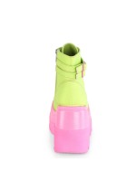 Lime Green and Pink Womens Ankle Boots