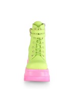 Lime Green and Pink Womens Ankle Boots