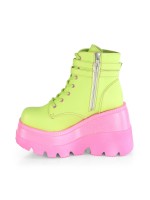 Lime Green and Pink Womens Ankle Boots