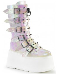 Damned Pearl Shimmer Buckled Boots for Women