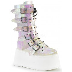 Damned Pearl Shimmer Buckled Boots for Women