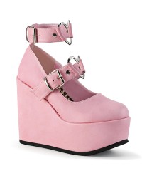 Poison Heart Pink Gothic Wedge Mary Jane