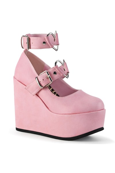 Poison Heart Pink Gothic Wedge Mary Jane