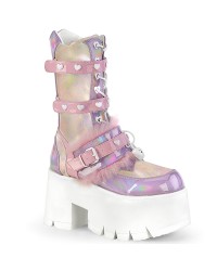 Ashes Heart Pink Mid-Calf Platform Boots