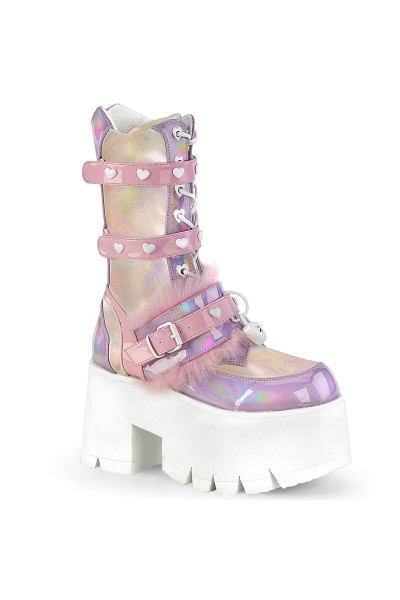 Ashes Heart Pink Mid-Calf Platform Boots