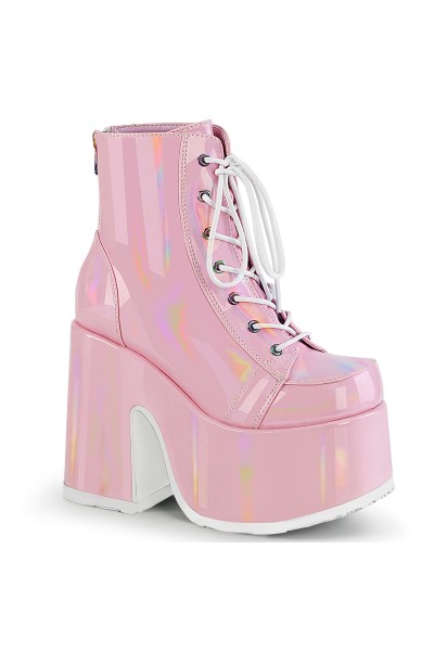 Pink Hologram Chunky Platform Ankle Boots