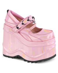 Wave Pink Hologram Spiked Platform Mary Jane