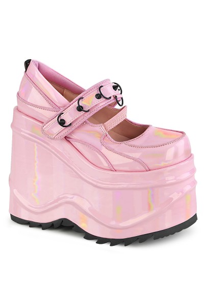 Wave Pink Hologram Spiked Platform Mary Jane