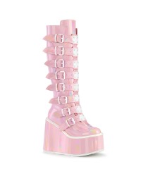 Swing Buckled Pink Hologram Womens Platform Boots