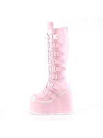 Swing Buckled Pink Hologram Womens Platform Boots