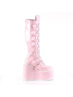 Swing Buckled Pink Hologram Womens Platform Boots