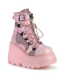 Pink Wedge Heel Shaker Ankle Boots