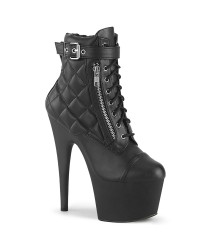 Adore Quilted Black Faux Leather Ankle Boots