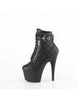 Adore Quilted Black Faux Leather Ankle Boots