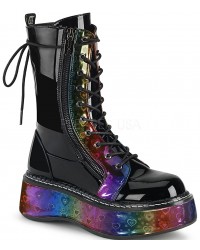 Emily Rainbow Hearts Platform Mid-Calf Boots