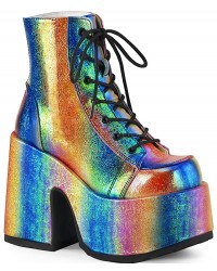 Rainbow Iridescent Chunky Platform Boots