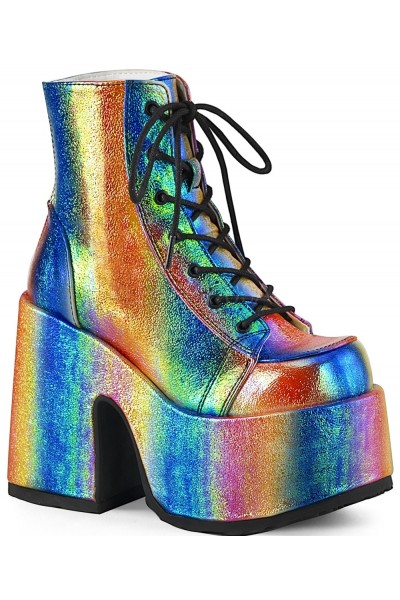 Rainbow Iridescent Chunky Platform Boots