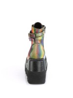 Rainbow Reflective Wedge Heel Womens Ankle Boots