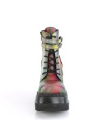 Rainbow Reflective Wedge Heel Womens Ankle Boots